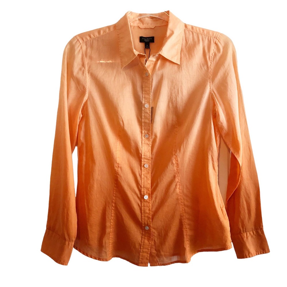 NWT Talbots Women's Long Sleeve Ombre Button Front Shirt - 4Petite
